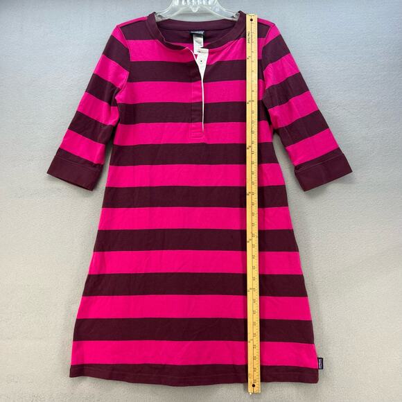 Patagonia Dress Women's Medium Pink Maroon Striped Crew Neck T-Shirt 3/4 Sleeve - Picture 3 of 13
